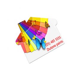The Trends Collection AD Labels 70 x 50 is a house shaped standard sized permanent vinyl adhesive label.  UV & solvent resistant.  In White or Clear.