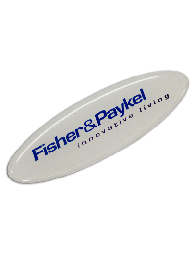 The Trends Collection Resin Coated Labels 90 x 30 Oval are resin coated adhesive labels suitable for permanent branding.  In 4 colours.  Branded labels.