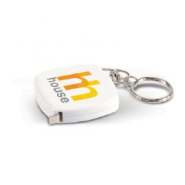 The Trends Collection Tape Measure Key Ring is a 2 metre metal tap with metric and imperial measurements.  In white.  Great handy key ring for clients. Great promotional products.