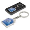 The Trends House Metal Key Ring is a shiny chrome metal key ring.  Shaped like a house.  Perfect for real estate and rental companies.