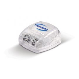 The Trends Collection Roll-A-Clip is a desk top clip dispenser with convenient magnetised roller wheel.  Clips supplier.  Clear.  Great branded stationery product.