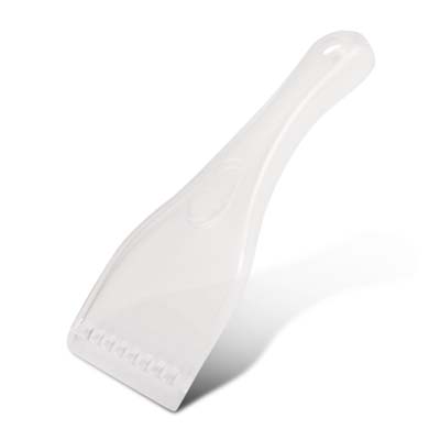 The Trends Ice Scraper has a serrated edge removing built up snow & ice or freezer cleaning. Available in Frosted Clear. Great promo product.