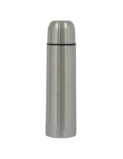 The Trends Collection 750ml vacuum flask is a good stainless steel vacuum flask with a screw on cup and convenient push button. Laser engraves. Silver with Black trim.