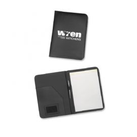 The Trends Collection Leeds A4 portfolio is a P.U. portfolio with a lined A4 size pad & pen loop.  Laser engraves to Matt Brown.  Available in Black.  Other Branding available.
