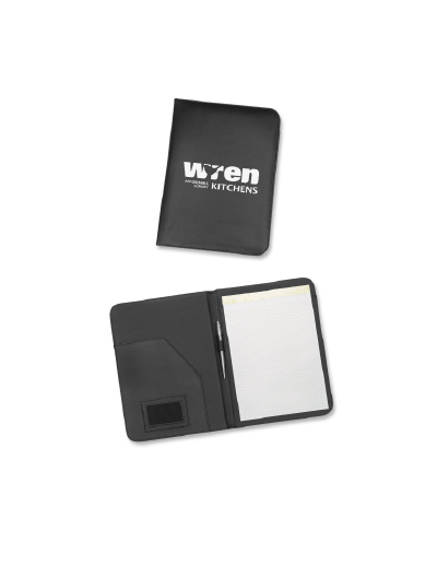The Trends Collection Leeds A4 portfolio is a P.U. portfolio with a lined A4 size pad & pen loop.  Laser engraves to Matt Brown.  Available in Black.  Other Branding available.