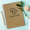 The Trends Note Pad is an A5 side opening notebook with 60 lined pages.  Made from 100% recycled paper.  Natural with wire binding.