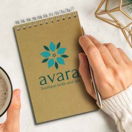The Trends Kraft Note Pad is a 60 page, A7 line noted pad made from 100% recycled paper.  Natural with silver wiro binding.