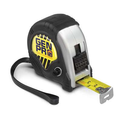 The Trends 5 metre tape measure is strong and functional with belt clip & wrist strap.  Cm & inches.  Available in Silver with Black Trim.