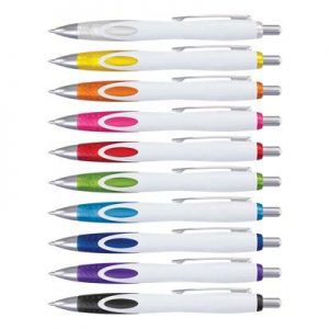 101702 TRENDS Neo Pen The Trends Neo Pen is a retractable plastic & metal ball pen. Available in 10 frosted colours against a matt white. Great branded pens in your logo colours.