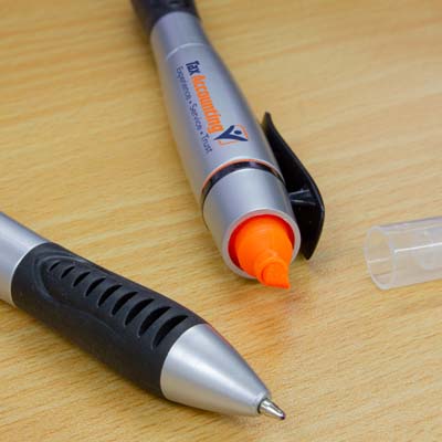 The Trends Duo Pen with Highlighter is a twist action ball pen. Available in 5 colours. Great branded multi function promotional pen.
