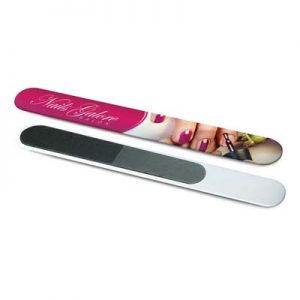 The Trends Nail File is a handy purse sized nail file. In 9 colours. Great branded beauty promotional product. Large printing area.