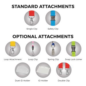The Trends Collection Custom Printed Lanyards are available in 12 colours with 7 optional attachments.  Great branded promotional or event product.