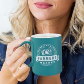 The Trends Arabica Coffee mug is a 300ml D Handle stoneware coffee mug. White inside, colour outside. Great branded promotional drink ware.