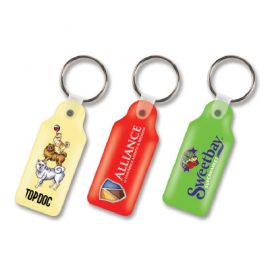 The Trends Rectangle Flexi Resin Key Ring is a flexible key ring with durable resin coated finish.  Great branded promotional product.