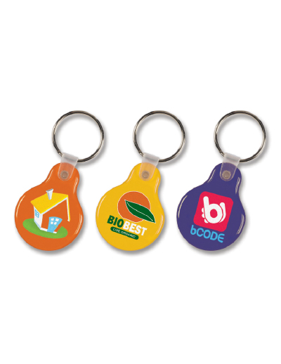 The Trends Collection Round Flexi Resin Key Ring is a flexible key ring with resin coated finish.  Full Colour printing both sides.  Great branded promotional product.