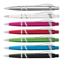 The Trends Athena Pen is a retractable ball pen with a metallic finish barrel.  7 colours. Branding in 3 positions.  Great promo pen.