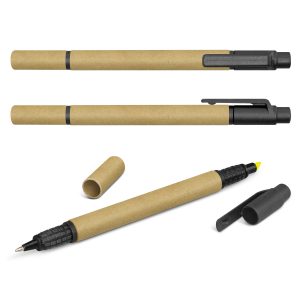 The Trends Collection Eco Pen Highlighter is an eco friendly ball pen.  7 colours available.  Built in Highlighter.  Great branded promotional pen.