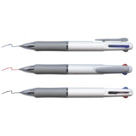 The Trends Multi pen is a plastic ball pen with rubber grip. 3 coloured refills - Red, Blue & Black. Great branded practical promotional pen.