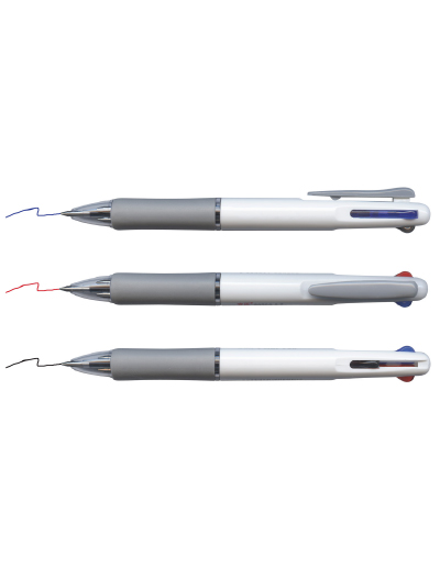 The Trends Multi pen is a plastic ball pen with rubber grip. 3 coloured refills - Red, Blue & Black. Great branded practical promotional pen.