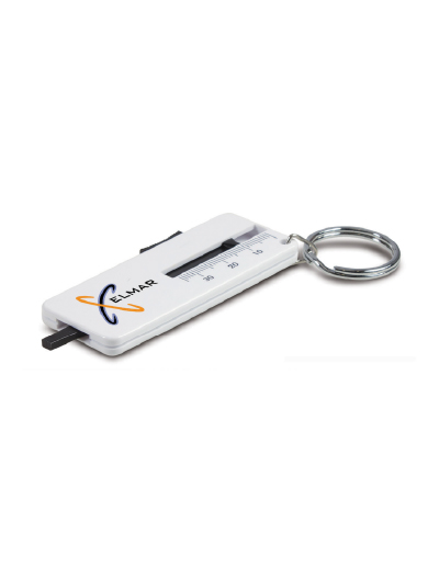 104645 Trends Tyre Tread Depth Gauge The Trends Tyre Tread Depth Gauge is a tool to measure tyre tread depth on a key ring. White with black trim. Great mechanical branded promo product.