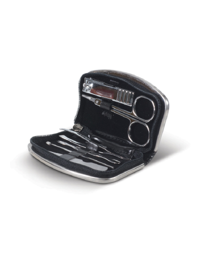 The Trends Collection Manicure Set is a 6 piece manicure set in an attractive soft P.U. case.  Available in Black.  Great branded beauty promotional product.