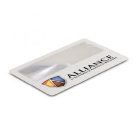 The Trends Collection Card Magnifier is a handy credit card sized magnifier.  Available in White & can be branded by pad print or direct digital printing.