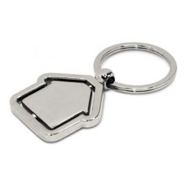 The Trends Spinning House Key Ring is a metal house shaped key ring.  Great branded promotional product for a variety of uses.  Laser Engraved.