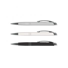 The Trends Collection Martini Pen is a retractable aluminium ball pen.  Available in Silver, White & Black.  Great branded smart promotional product.
