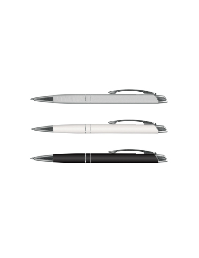 105575 Trends Collection Martini Pen The Trends Collection Martini Pen is a retractable aluminium ball pen. Available in Silver, White & Black. Great branded smart promotional product.