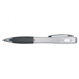 The Trends Collection Vistro Pen Light is a twist action plastic & metal ball pen with a pen LED light.  Metallic Silver/Black.  Great branded pen promo product.