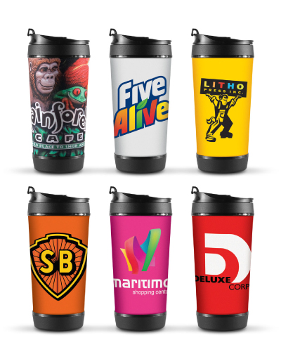 The Trends Collection Perka Coffee Cup is a thermal 450ml sublimation printed mug.  Great branded promotional coffee cup - great for cafes and coffee bars!