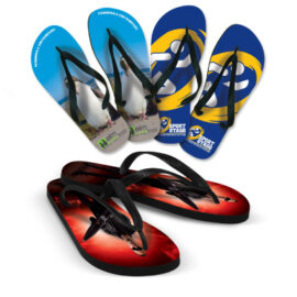 The Trends Collection Flip Flops are the perfect promotional product for summer!  Sublimation printing with your logo.  Great jandals for spas and summer events.