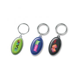 The Trends Surf Key Ring is a light weight metal key ring. 3 colours. Resin Coated. Great branded promotional key ring product.