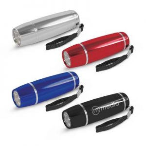 The Trends Solaris Torch is a premium quality metal torch with 9 LEDs. 4 colours available. Great branded promotional torch product.