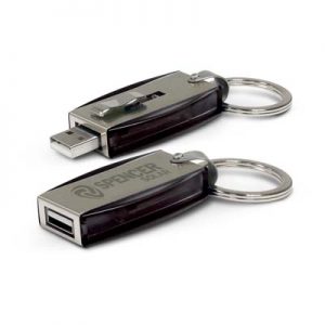 106209 TRENDS Flash Drive Key Ring The Trends Key Ring Flash Drive is a retractable flash drive in a robust metal & plastic key ring. Great branded promotional key ring product.