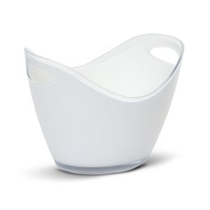 The Trends Collection Ice Bucket is a robust design inspired ice bucket.  White.  Great branded promotional drink ware product or part of a gift package.