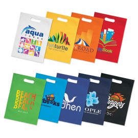 The Trends Collection Gift Tote Bag is a gift size, heat sealed tote bag with die cut hand grips.  9 colours.  Great branded promotional retail bag product.