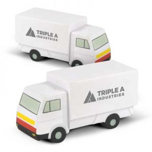 The Trends Stress Small Truck is a small truck shaped anti stress toy made from P.U. White with Grey. Great branded stress promo product.