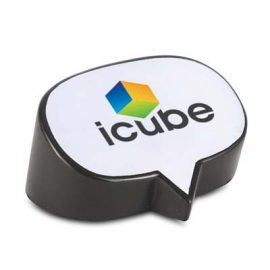 The Trends Stress Speech Bubble is an anti stress toy shaped in a speech bubble made from P.U.  Great branded stress product.