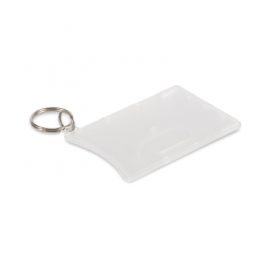 The Trends Collection Single Card Holder holds one plastic card comes with key ring attached.  Great branded promotional product for various business use.