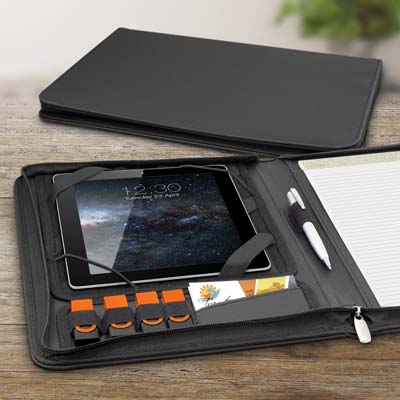 The Trends Whitehall Tablet Portfolio is a tablet case with zip. A4 lined pad & multiple loops for storage. Great branded promo product.