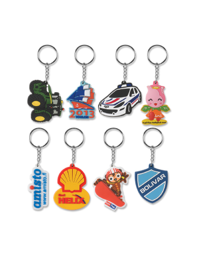 The Trends Collection PVC Key Rings are a flexible pvc rubber injected key rings.  4 colours included in price.  Great branded custom promotional products.
