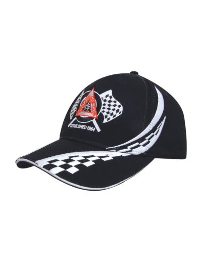 Headwear Professionals Brushed Heavy Cotton with Swirling Checks & Sandwich peak cap