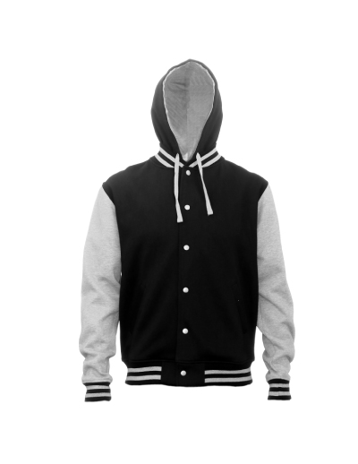 The Aurora Hooded Letterman is a 280gsm poly/cotton garment. Available in Black. Sizes XS - 3XL. Great branded Lettermans from Aurora Clothing.