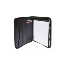 The Legend Life Windsor A4 Zip Compendium has a business card sleeve, A4 writing pad and note holder.  Black.  Great branded compendiums & business portfolios.