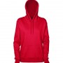 TWP-womens-360-pullover-hoodie-red-front-hood-up