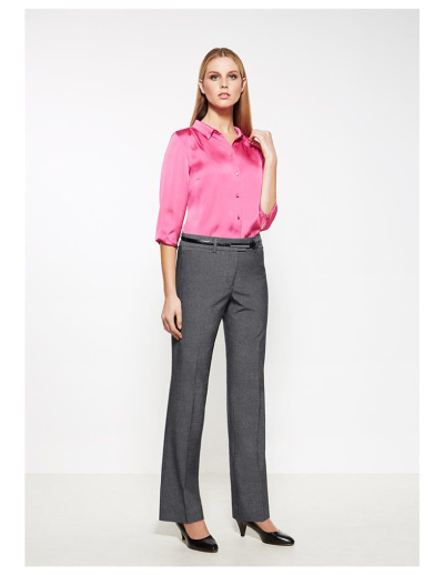 The Biz corporates Womens Relax Fit Pant is made from a cross dyed stretch fabric.  63% Polyester, 33% Viscose, 4% Elastane.  Suits most body shapes.  Available in Grey. Sizes 4-26.