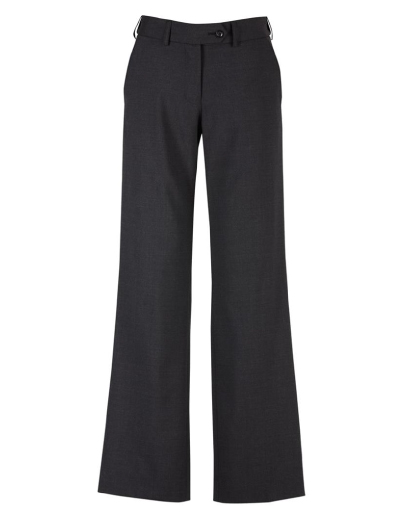 The Biz Corporates Womens Adjustable Waist Pant is a 55% Polyester 43% Wool 2% Elastane mid rise pant. Available in 3 colours. Sizes 4-30.