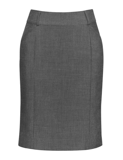 The Biz Corporates Womens Panelled Skirt is a 63% Polyester, 33% Viscose and 4% Elastane skirt. Available in Grey. Sizes 4-26.