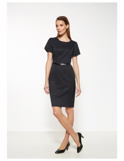 The Biz Corporates Womens Short Sleeve Dress is 92% Polyester 8% Bamboo Charcoal dress. Available in 3 colours. Sizes 4-22.